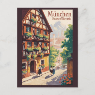 München Deutschland Bayern Illustration Reisen Kun Postkarte