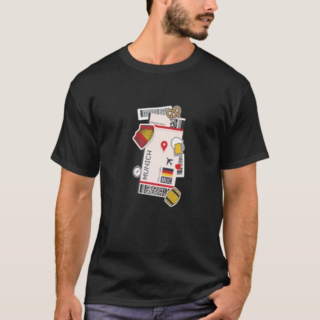 München - Deutschland Boarding-Pass-Flugscheinbahn T-Shirt (Vorderseite)