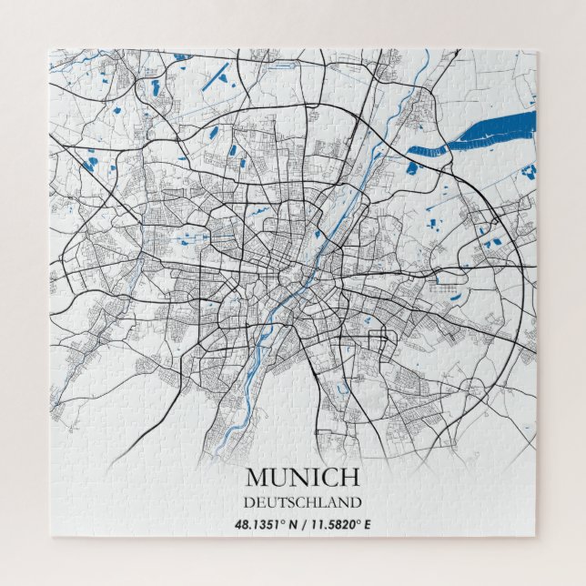 München Deutschland City Map Travel Einfach Puzzle (Vertikal)