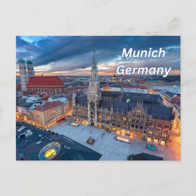München, Deutschland Downtown im Abend Postkarte (Vorderseite)