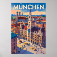 München Deutschland Illustration Reise Kunst Vinta