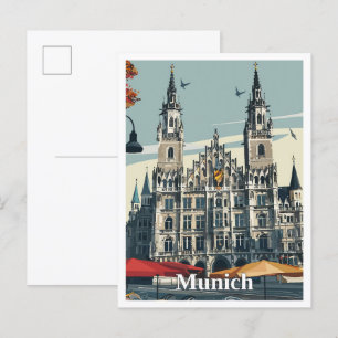 München Deutschland Kunst Vintage Reise Postkarte