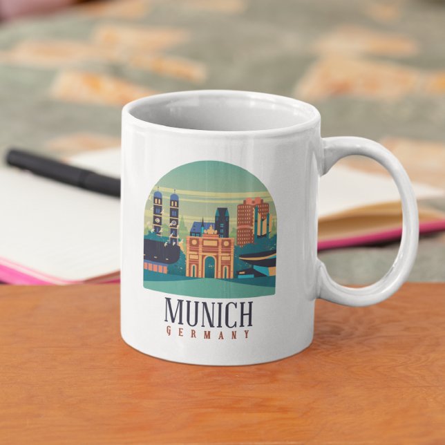 München Deutschland Leinwand Kaffeetasse (Munich Germany vintage travel mug)