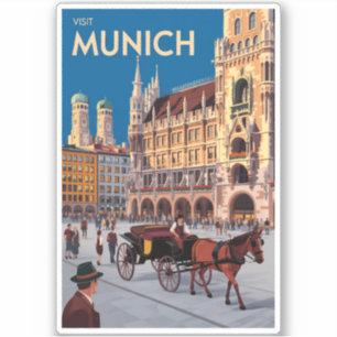 München Deutschland Marienplatz Reise Kunst Vintag Aufkleber