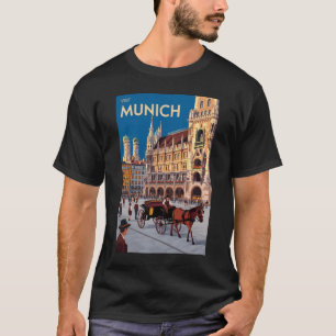 München Deutschland Marienplatz Reise Kunst Vintag T-Shirt