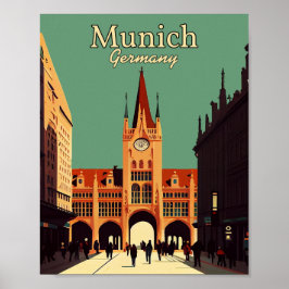 München Deutschland Minimalistisches Vintag Art Po Poster