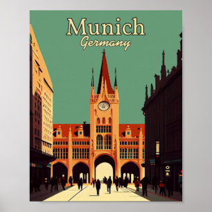 München Deutschland Minimalistisches Vintag Art Po Poster