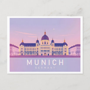 München Deutschland Pastell Travel Design Postkarte