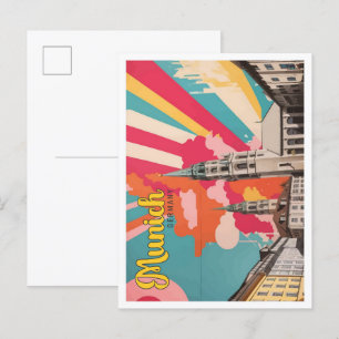 München Deutschland Pop-Art-Reiseillustration Postkarte