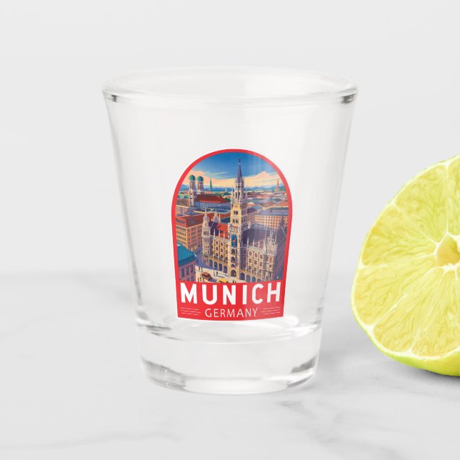 München Deutschland Reise Kunst Emblem Schnapsglas (Vorderseite)