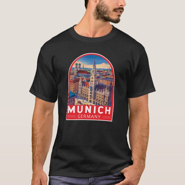 München Deutschland Reise Kunst Emblem T-Shirt (Vorderseite)