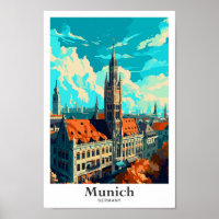 München Deutschland Reisen Kunst Vintage Illustrat