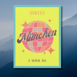 München Deutschland Retro Servus neon Postcard Postkarte