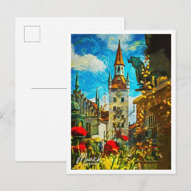 München Deutschland Schöne Öllandschaft Postkarte (Vorne/Hinten)