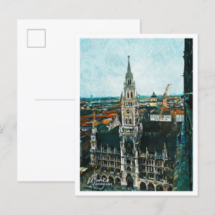 München Deutschland Schönes Ölbild Stadt Postkarte