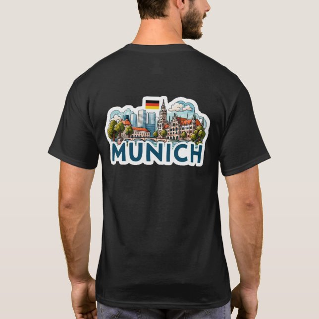 München Deutschland Skyline Kunst T-Shirt (Rückseite)