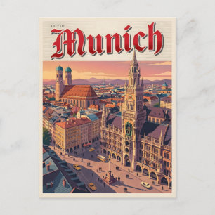 München Deutschland Vintage Reise Postkarte