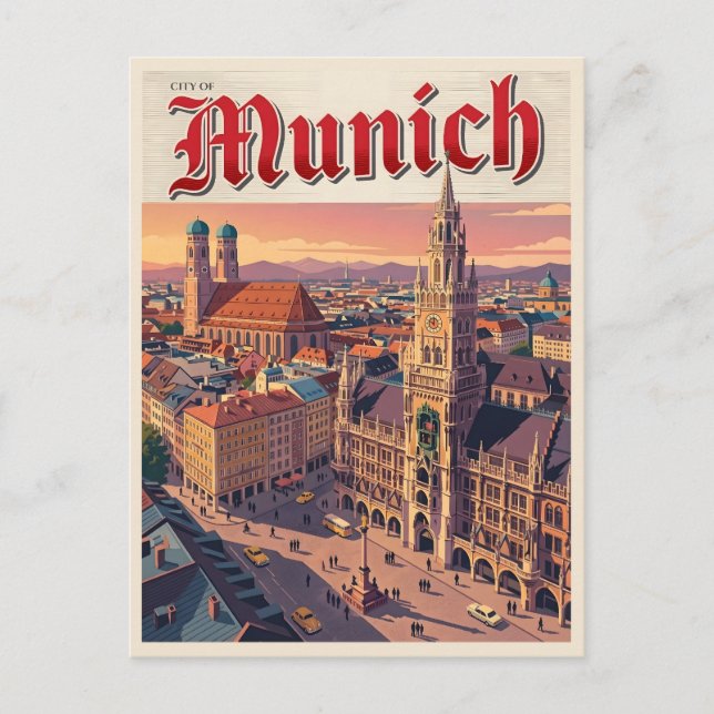München Deutschland Vintage Reise Postkarte (Vorderseite)