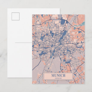 München Deutschland Windige Stadtplan Reise Postkarte
