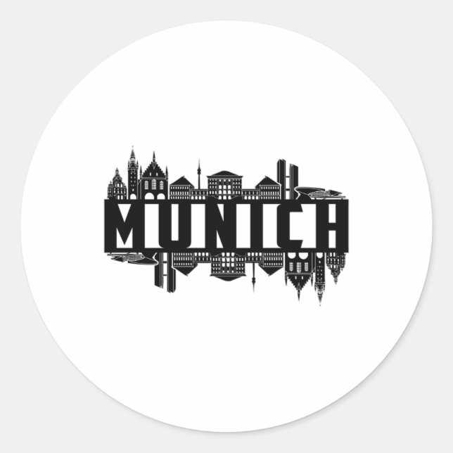 München Germany City Cityscape Cool Funny Gift Runder Aufkleber (Vorderseite)