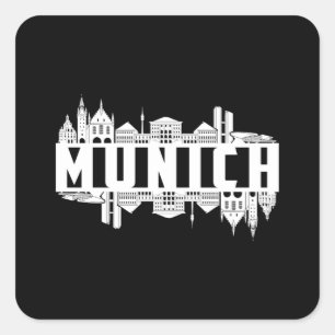 München Germany City Cityscape Funny Gift Idea Quadratischer Aufkleber