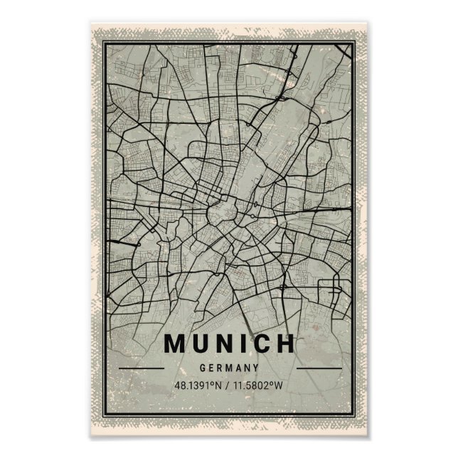 München Germany map print poster canvas (Vorne)