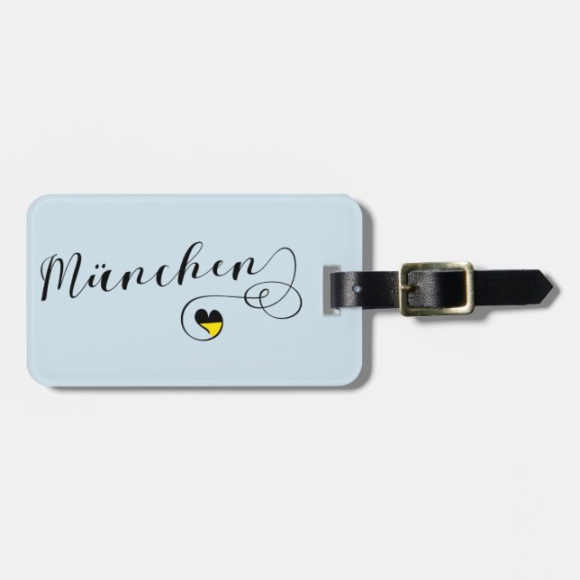 München Heart Luggage Tag Template, München Gepäckanhänger (Vorderseite horizontal)