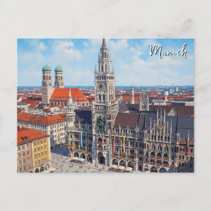 München Marienplatz Deutschland Postkarte