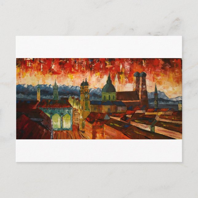 München mit Alpenpanorama Postkarte (Vorderseite)