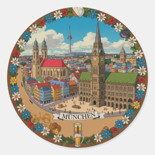 München München Deutchland Runder Aufkleber (Vorderseite)