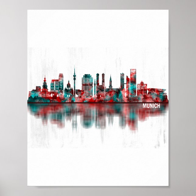 Münchener Deutschland Skyline Poster (Vorne)