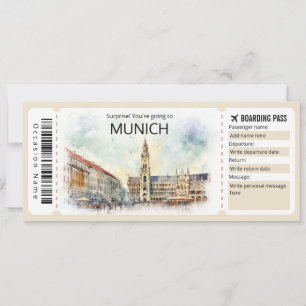 Münchener Flugzeug Ticket Deutschland Boarding Pas Einladung