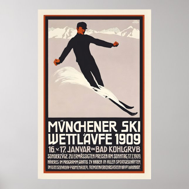 Münchener Ski Garmisch-Partenkirchen Deutschland Poster (Vorne)