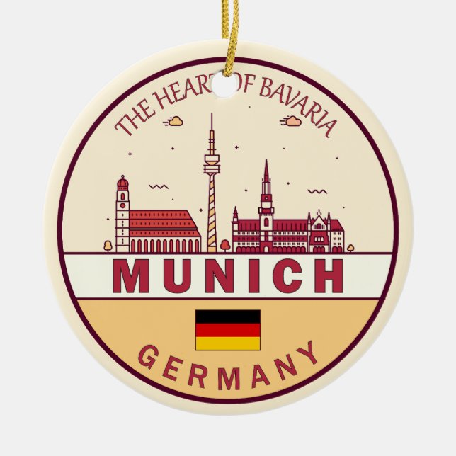Münchener Skyline-Emblem Keramik Ornament (Vorne)