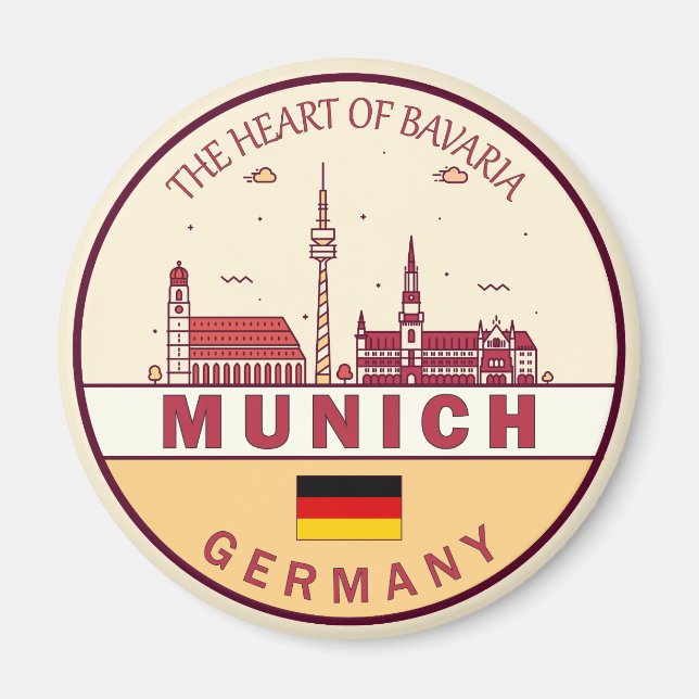 Münchener Skyline-Emblem Magnet (Vorne)