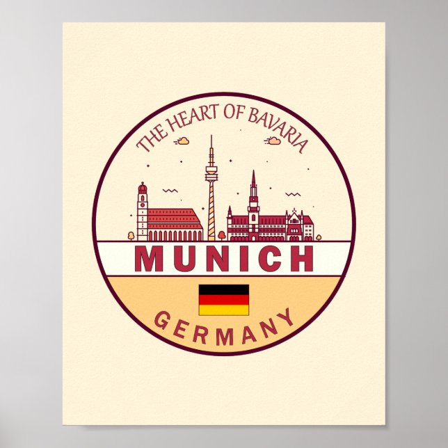 Münchener Skyline-Emblem Poster (Vorne)
