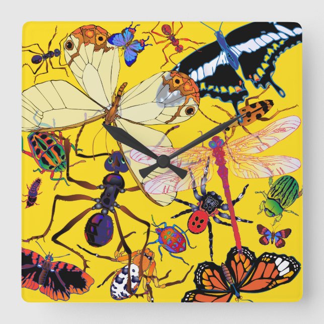 "Munchies" Quadratische Wanduhr (Vorderseite)