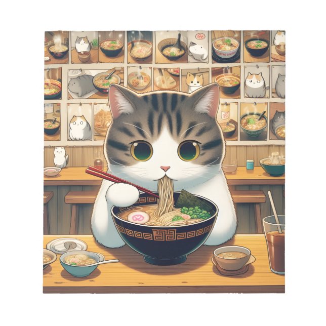Munchkin Cat Eating Ramen Notizblock (Vorderseite)