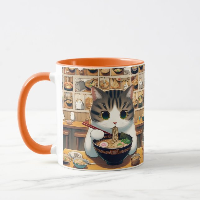 Munchkin Cat Eating Ramen Tasse (Links)