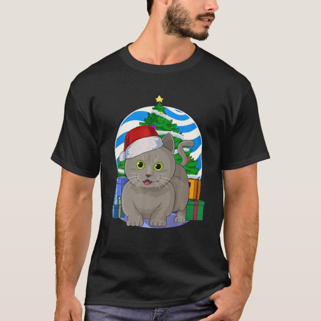 Munchkin Cat Funny Weihnachts-Weihnachtsbaumdekor T-Shirt (Vorderseite)