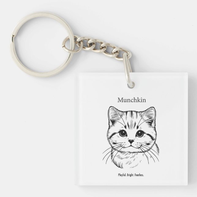 Munchkin Cat Portrait Schlüsselanhänger (Vorderseite)