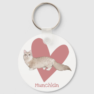 Munchkin Cat Watercolor Kitty Pink Herz Schlüsselanhänger