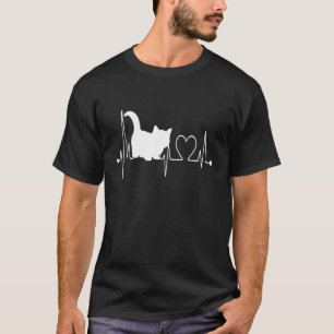 Munchkin-Katze Herzschlag EKG Lustig Süß Ich Liebe T-Shirt