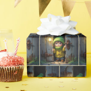 Munchkin mit Strickmütze und Pullover Geschenkpapier