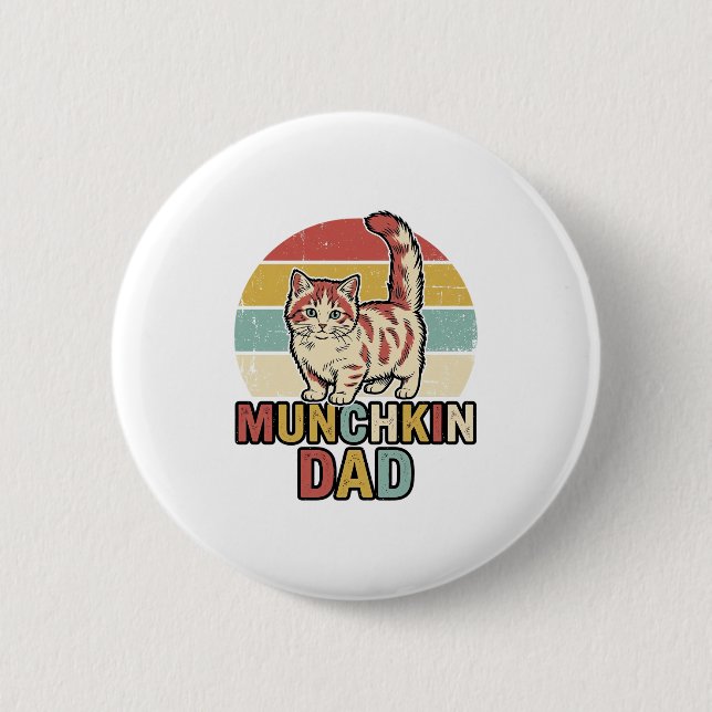 Munchkin-Vater Retro-Catzuneigung Vektor-Shirt-Des Button (Vorderseite)