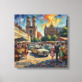 Münchner Markt bei den Zwillingstürmen Leinwandkun Leinwanddruck