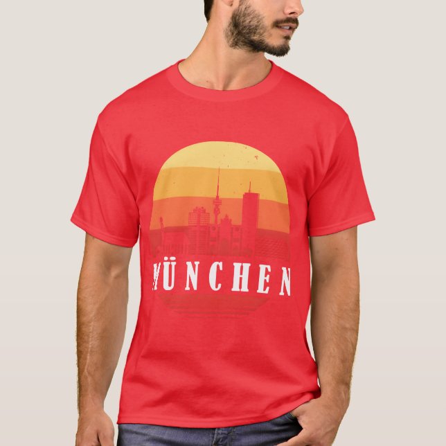 Münchner Retro-Skyline Freunde T-Shirt (Vorderseite)