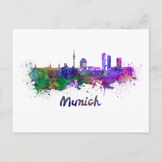 Münchner Skyline Postkarte (Vorderseite)