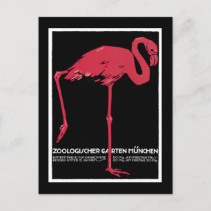 Münchner Zoo, deutsches Vintage-Reiseposter Postkarte