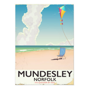 Mundesley Norfolk Strand-Reiseplakat Fotodruck